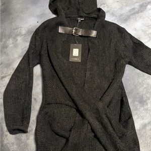 Fashion Nova Charcoal Hooded Cardigan